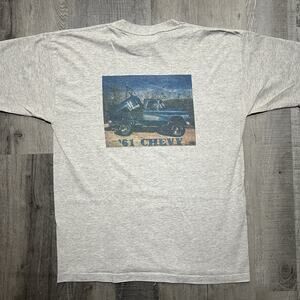 VTG 1961 Chevy Truck T Shirt Grey 90s Distressed Blank Front Classic Car T Shirt
